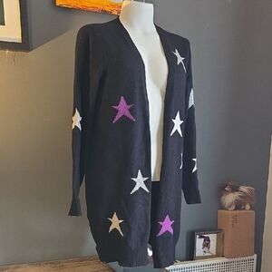 Metric Open Front Long Star Cardigan